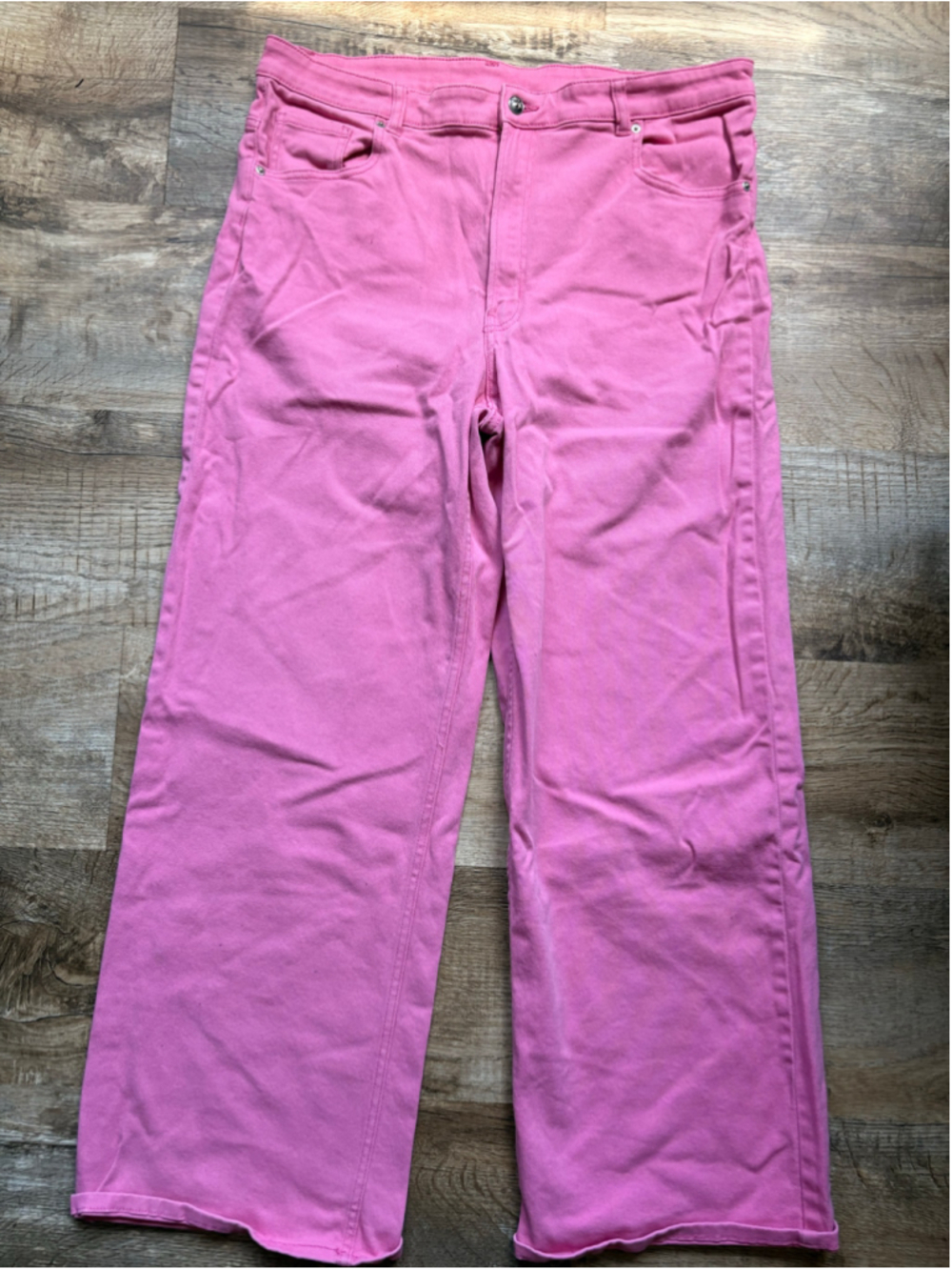 H&M DIVIDED Bubblegum Pink Wide-Leg Denim Pants — Size XL